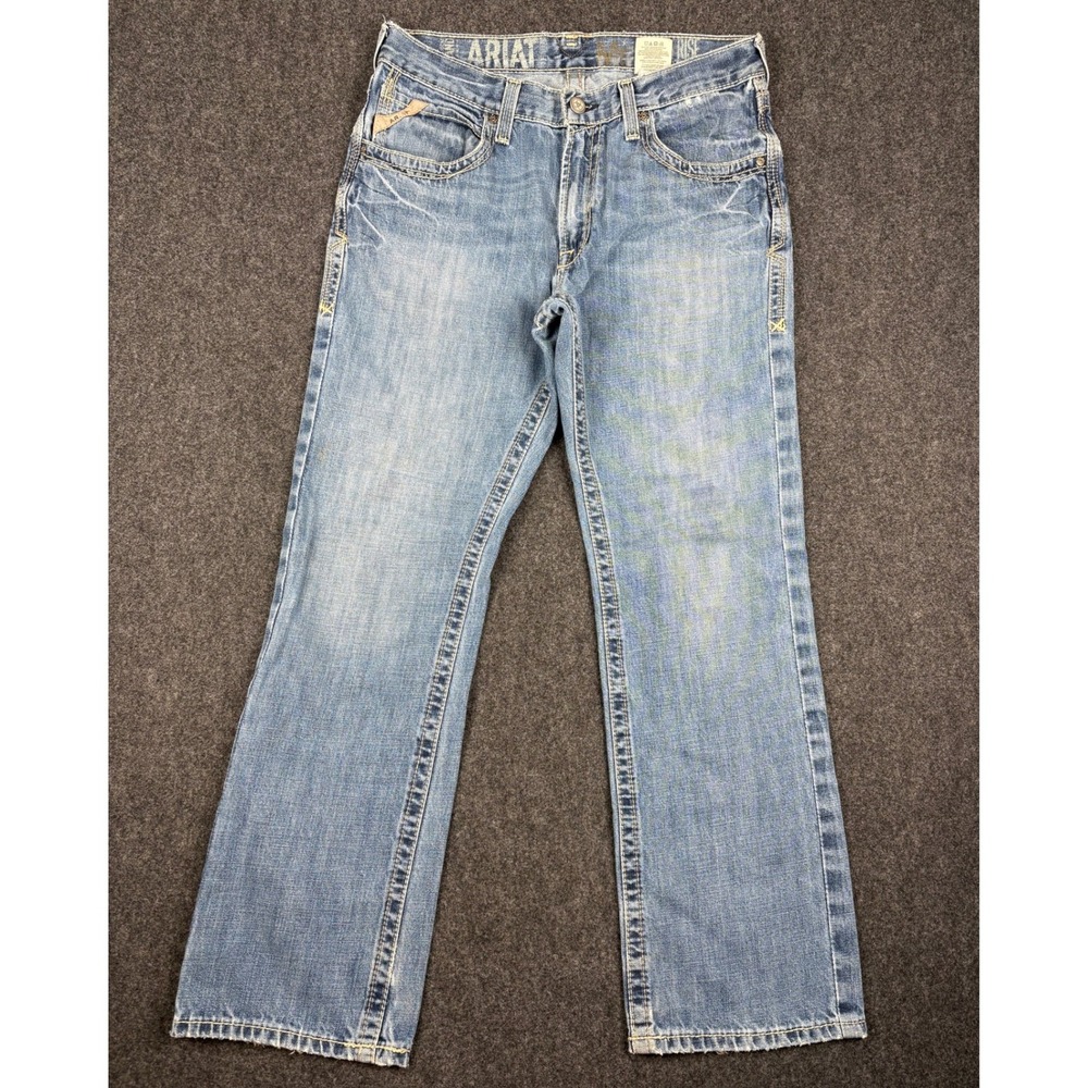 Ariat Mens Low Rise Straight Leg Jeans 33x32 Light Wash Denim Fits 32x31 Western
